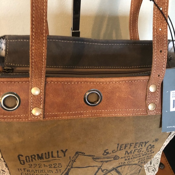 Canvas Upcycled Tote Purse By-cycle print NWT - Picture 4 of 7